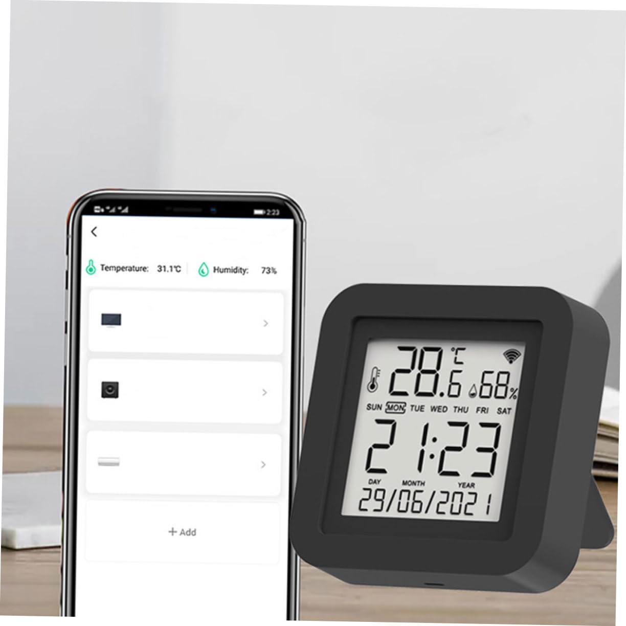 Misuratore di Umidità Digitale per Uso Domestico Igrometro Elettrico Multiuso Display Ampio Termometro USB per Case Uffici Ambienti Coltivati Moderni Laboratori e Altri Luoghi
