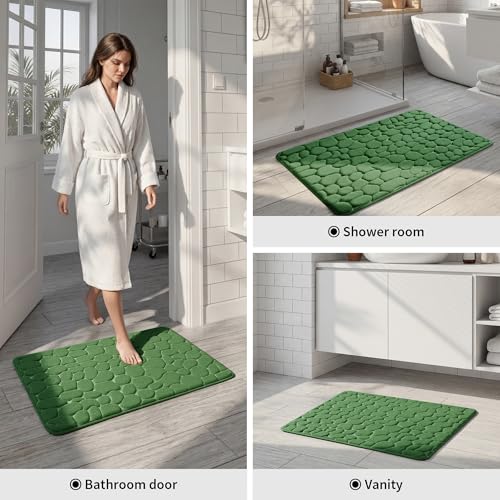 YIHOUSE Memory Foam Bath Mat Cobblestone Bathroom Rugs Super Water Absorbent Bath Mats for Bathroom Machine Washable Bath Rugs(20 x 32,Green) - image 7