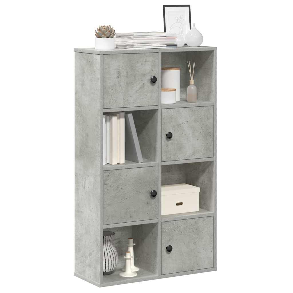 Libreria grigio cemento, 60 x 24 x 101,5 cm, in legno con porta e vano portaoggetti, ideale per soggiorno, studio o biblioteca, per raccoglitori, documenti e decorazioni