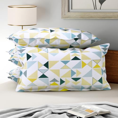 Image of Wakefit 100% Cotton Pillow Cover Set of 4 | 200 TC Soft & Breathable Pillow Cases | King Size 19 x 36 Inch | Skin Friendly, Durable & Gentle Machine Washable | Maze