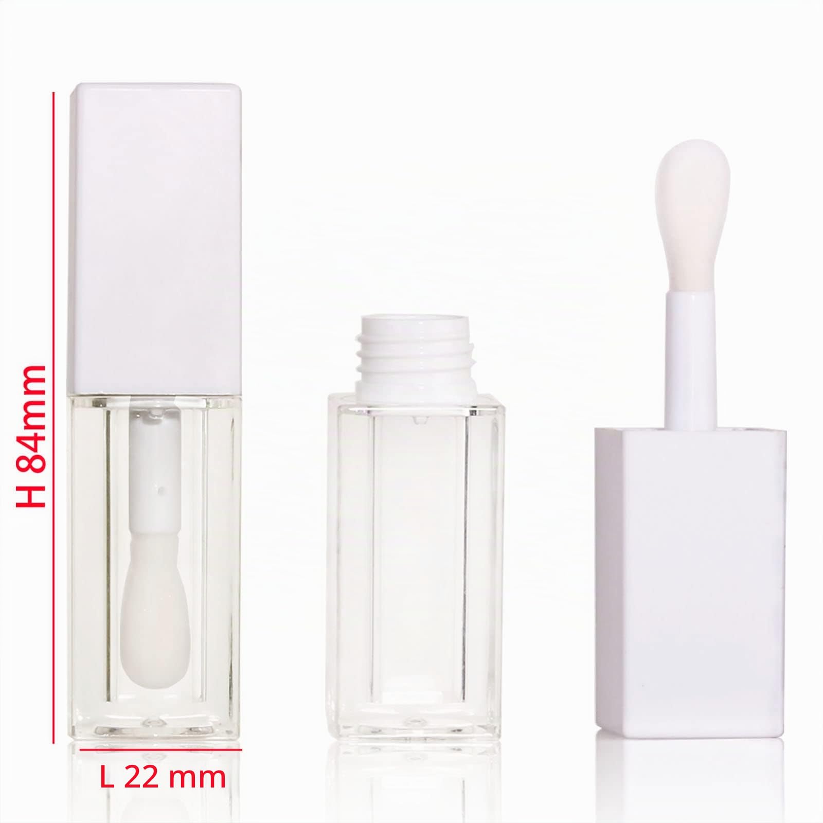 COSIDEA 24 pezzi 5ml Tubi vuoti quadrati rosa per lucidalabbra all, bianco