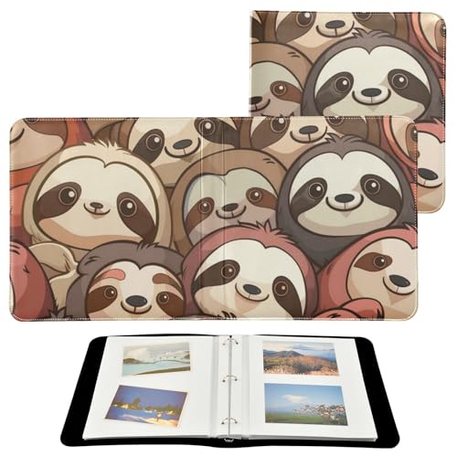 Álbum de fotos 4x6 pulgadas con diseño divertido de perezosos, de cuero sintético PU, gran capacidad, para álbum de recortes de familia, bodas, aniversarios y bebés miniatura 2