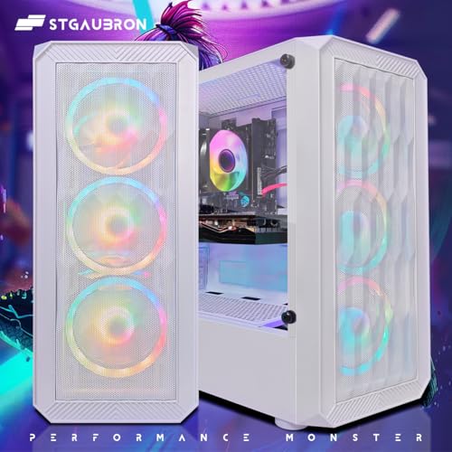 Image of STGAubron Gaming PC Desktop, AMD Ryzen 5 2600 up to 3.9GHz, Radeon RX 580 16G, 16G DDR4, 512G SSD, WiFi 6, BT 5.0, RGB Fan x 4, Windows 11 Home