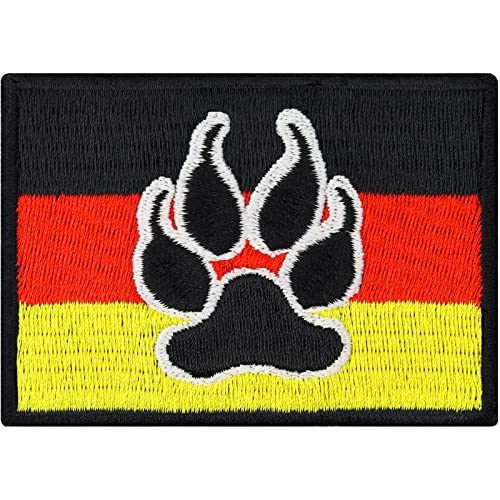 Deutschland Aufnäher Flagge K9 Polizei H& Germany Patch | K9 Aufbügler Police Dog Patch/Bügelbild | H&epfoten Applikation zum annähen für Leine/Brustgeschirr | 70x50mm