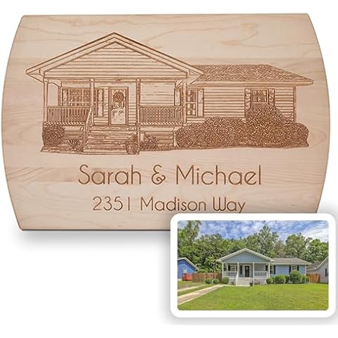 Blue Ridge Mountain Gifts for New Homeowners - Personalized Wood Cutting Board - Laser Engraved Custom Chopping Boards - Meaningful Couples or Housewarming Gift - Realtor Closing Gift for Clients Cover