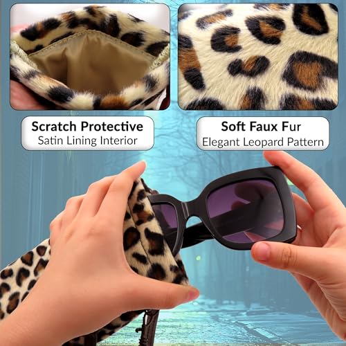 Image of MyEyeglassCase Soft Crossbody Sunglasses Case, Large to XL Squeeze Top Glasses Pouch, Women Eyeglass Holder Sleeve Travel Bag