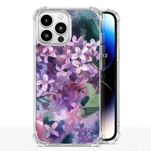 Coque pour iPhone 13Pro Max antichoc transparente en TPU souple à motif fleur violette AG3876 - 2