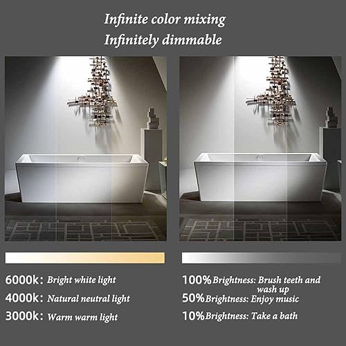 Miniatura 6 de TISSY Espejo LED de media luna de 40 pulgadas, regulable, espejo de baño, espejo de tocador antivaho sin marco, espejo de pared retroiluminado a