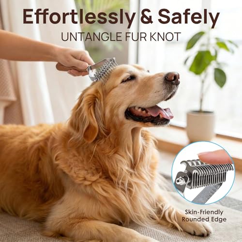 Unterfellbürste für Hunde, Katzen - Hundebürste & Katzenbürste für Langhaar - Coat King der Trimmstriegel Haustier-Unterfellpflege-Kamm für Hunde, zum Fellpflegen und Fellpflege(DUAL)