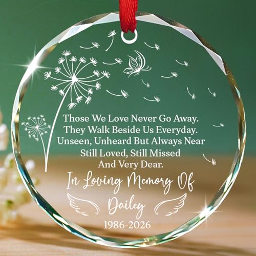 Personalized in Loving Memory Crystal Glass Ornament...