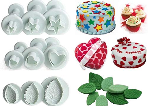 Image of First Try 47 Piece Set Fondant Cake Cookie Plunger Cutter Sugarcraft Flower Leaf Butterfly Heart Shape Decorating Mold DIY Tools 33 Pcs Plunger Cutter with 14 Pcs Fondant Stick Set