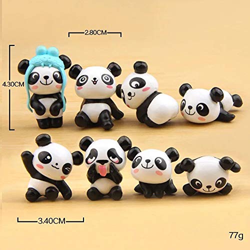 8 pcs (1 set) Cute Panda Toys Figurines Playset, Cake Decoration