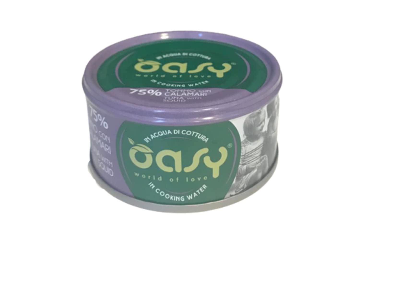 Oasy More Love cibo umido naturale per Gatti adulti gusto Tonno con Calamari. Confezione da 24 scatolette (1 scatoletta = 70 gr.) Formulato senza glutine