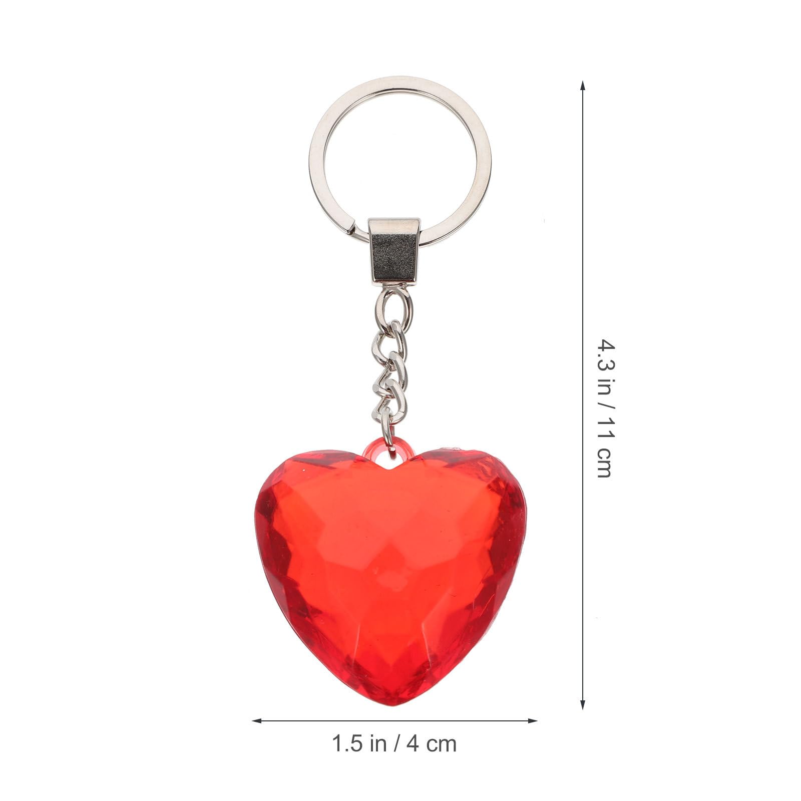 4Pcs Valentine's Heart Shape Key Chain - Crystal Pendant for Couples, Lovers - Acrylic Hanging Decoration for Bags