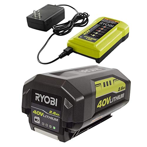 Ryobi 40V Battery and Charger Kit 2.6 Ah Lithium-Ion Battery Set OEM OP4026 + OP404 (Renewed)