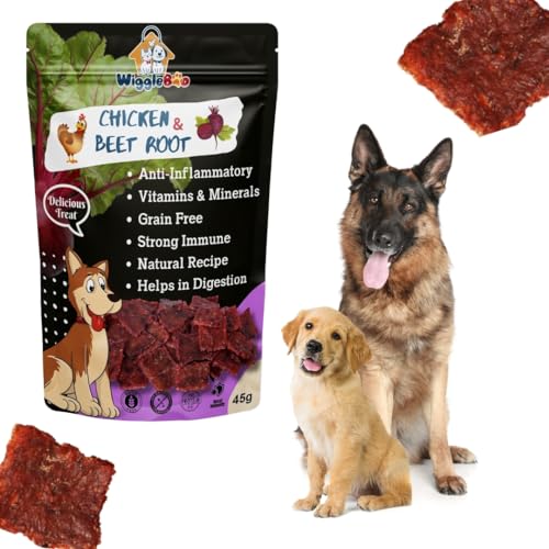 Image of Chicken & Beetroot Treat for Dog | Travel Friendly Pack | Helps Immune System & Digestion | Crunchy Healthy Snacks | 45g