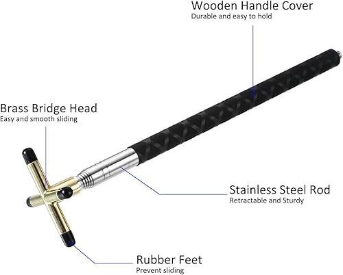Miniatura 5 de M METERXITY Puente retráctil para taco de billar con cabezal de puente cruzado extraíble, mango de silicona, accesorio de mesa de billar, aplicar a
