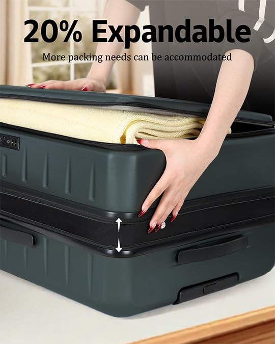 Image of CENSIEN Expandable Checked Luggage, 28 Inch Top Opening Trunk Suitcases | Lightweight ABS+PC Hard Shell,YKK Zipper,360Spinner Wheels,TSA Lock,Travel Bags for Getaway and Long Trips,Green