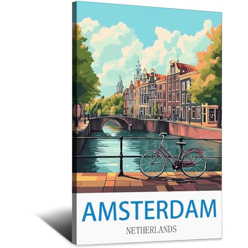 Toile vintage Amsterdam 60x90 cm sublimez vos murs vides facilement