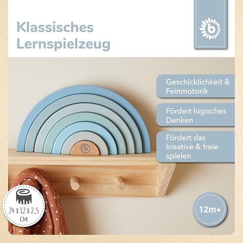 Bieco Holz Baby Blau - Steckspiel Regenbogen - Motorikspielzeug – Ansicht 2