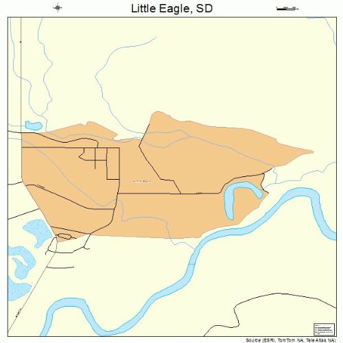 Large Street & Road Map of Little Eagle, South Dakota SD Printed