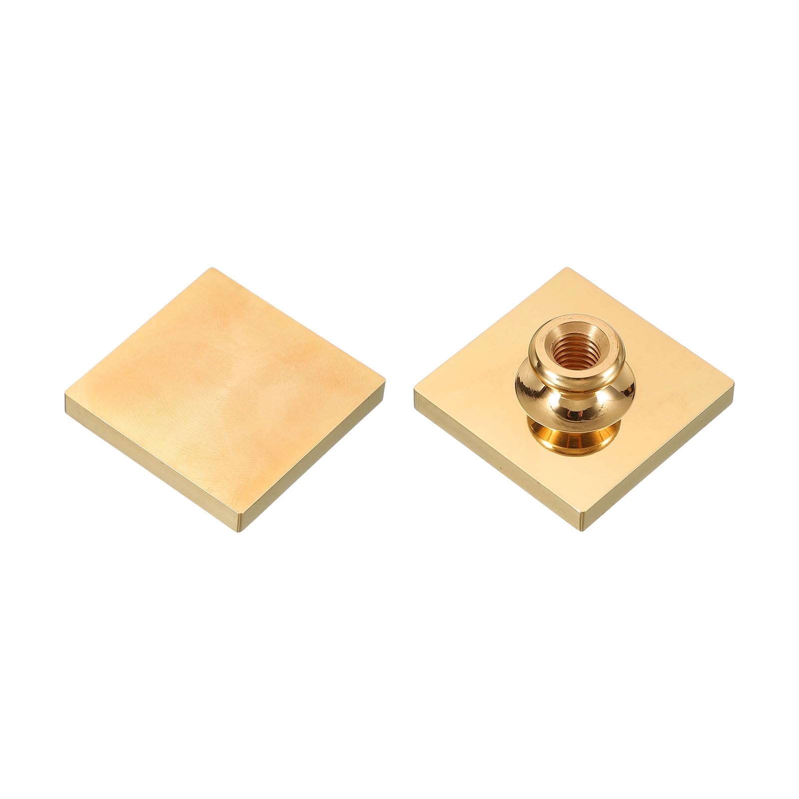 PATIKIL 1.4" Blank Wax Seal Stamp Head, 2Pcs Square Brass Sealing Wax Stamp Heads for DIY Card Making Envelope Sealing Wedding Invitation Crafting, Gold Tone