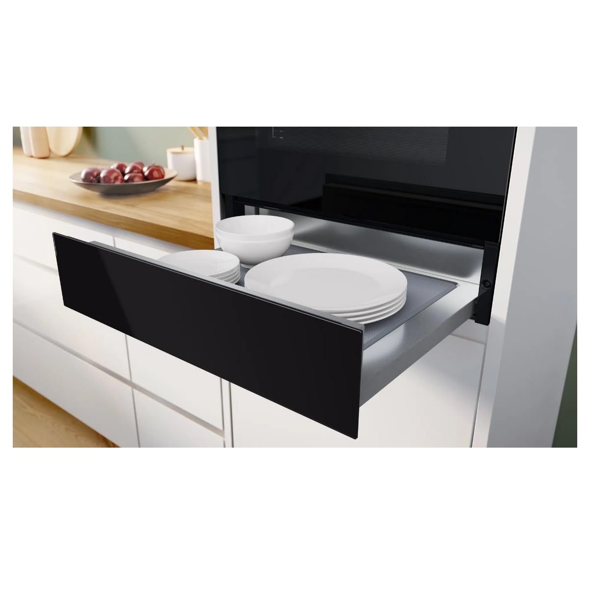 Bosch Hausgeräte BIE7101B1 Série 8 Tiroir à accessoires, 60 x 14 cm, 21 l, max. 64 tasses à expresso / 14 assiettes, mécanisme push-pull, espace pour petits plats et ustensiles de cuisine