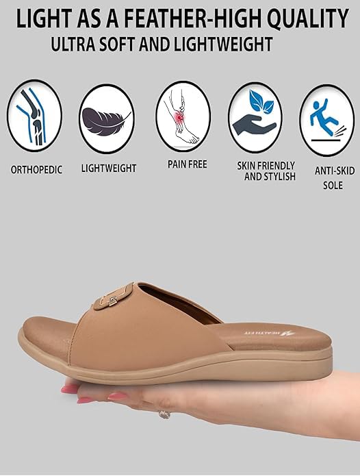 Image of HEALTH FIT EXTRA SOFT Women's Comfortable Memory Foam Doctor Slippers /Flip-Flops|Fashionable Casual & Stylish|Lightweight & Breathable|Outdoor Synthetic Casual Chappals Sandals Ladies & Girls HF27