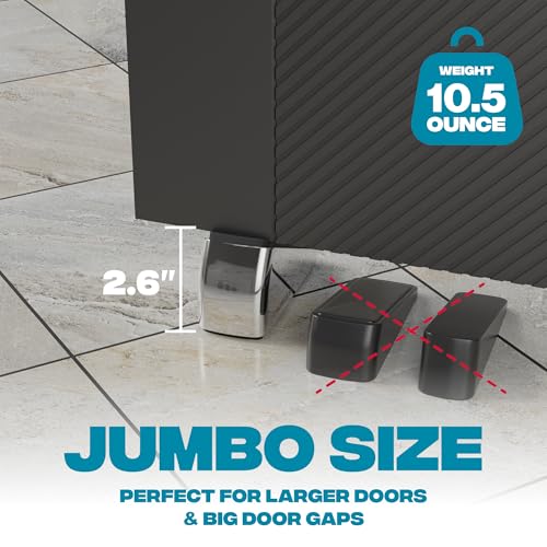 Image of Strongest Home 2-Pack XL Heavy Duty Door Stoppers for Bottom of Door - Durable Door Stop Wedge with Superior Grip, X-Large Rubber Door Stopper Wedge for Large Gaps & Any Surface, 5-Inch Long - Chrome