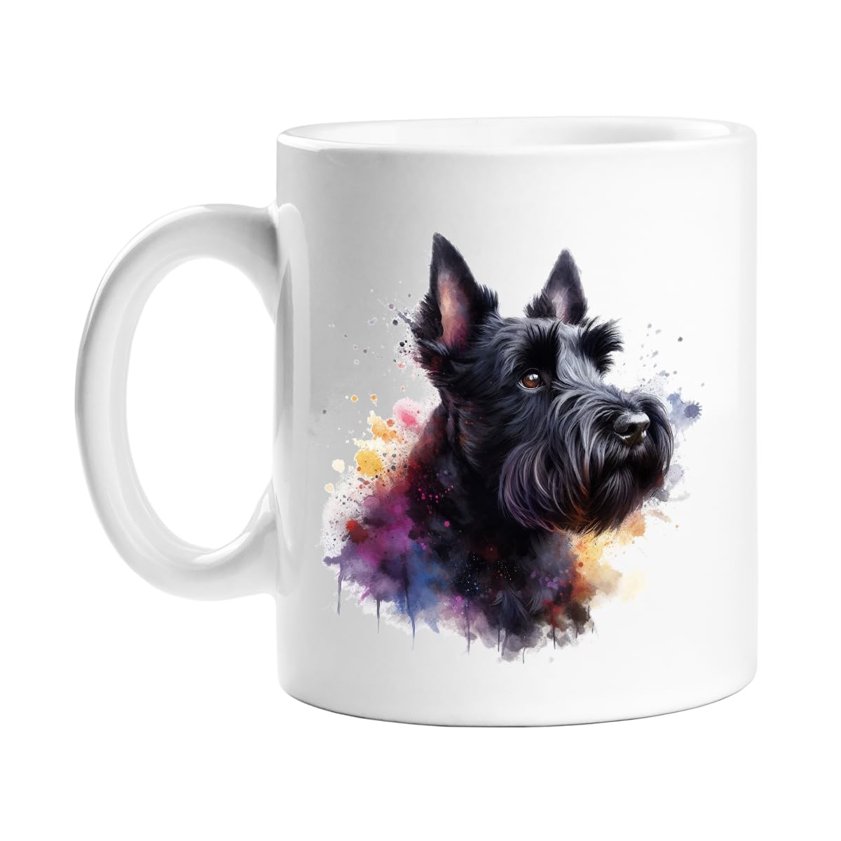 Stag Gallery Scottish Terrier (Scottie) Dog Watercolour Splash Effect Gift 10oz Ceramic Mug Artistic Colourful Coffee Tee - Image 2
