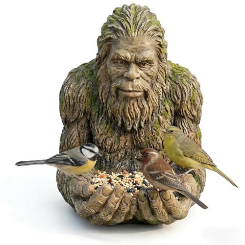 Bigfoot Bird Feeder for Outdoors -Green Garden Yard Art Decoration Sculpture for Hummingbird Squirrel Wild Bird Feeder with Hidden Hook The Best Gift for Gardening Enthusiasts and Bird Lovers