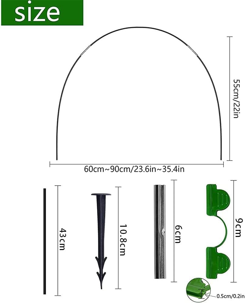 80pcs Cerceau Serre Jardin,43cm Tunnel Culture pour Plantes, Cerceau Jardin, Tunnel Jardin Arceaux, Support Cerceaux Serre Jardin, Arceaux Serre Tunnel avec Pointes et Clips (A)