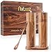 Natooz Salz und Pfeffermühle Set aus Holz - stilvoll Gewürzmühlen mit hochleistungs-Keramikmahlwerk für jede Mahlgröße – Pfeffer und Salzmühle Holz - extra mit Untersetzer + Reinigungsbürste + Löffel