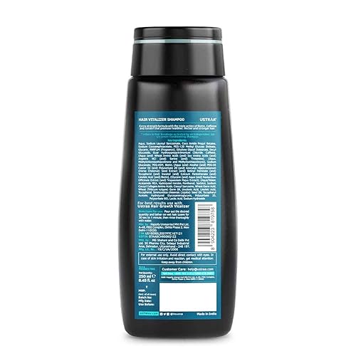 Miniatura 2 de Ustraa Champú Vitalizer Hair - 8.5 fl oz - Probado dermatológicamente, con biotina, cafeína, Omega 3 y Omega 6, cabello 10 veces más fuerte, ayuda