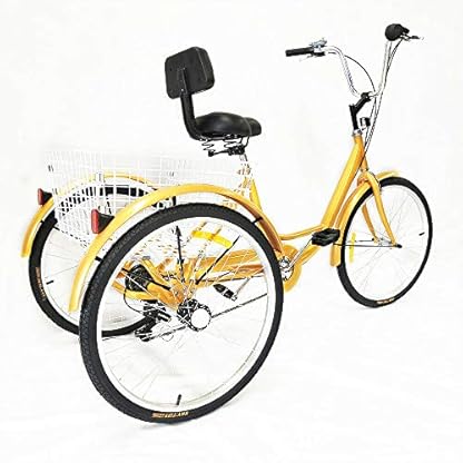 24 "Dreirad für Erwachsene, 3 Räder, 6-Gang-Trike-Fahrrad mit Rückenlehne und Einkaufskorb – Bild 5