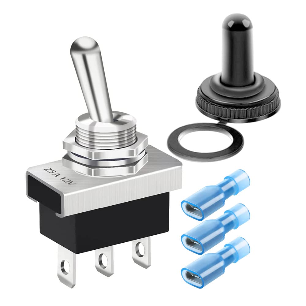 Gebildet Metal Encendido/Apagado/Encendido Interruptor de Palanca 25A 12VDC/15A 24VDC/10A 250VAC/ 15A 125VAC SPDT 3Pin 3Posición Interruptor Basculante con Tapa Impermeable para Automóvil KN3D-103