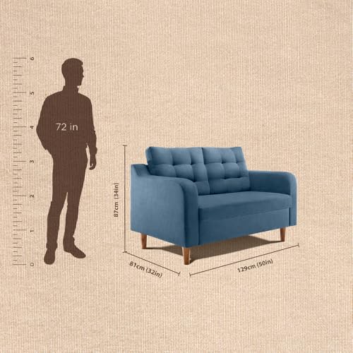Image of Duroflex Ease Plus - 2 Seater Sofa Set for Living Room | 3 Year Warranty | Premium Wooden Frame Sofa | Anti-Pilling Fabric, Fade & Termite Resistant | Comfortable & Durable Couch - Moonlight Blue