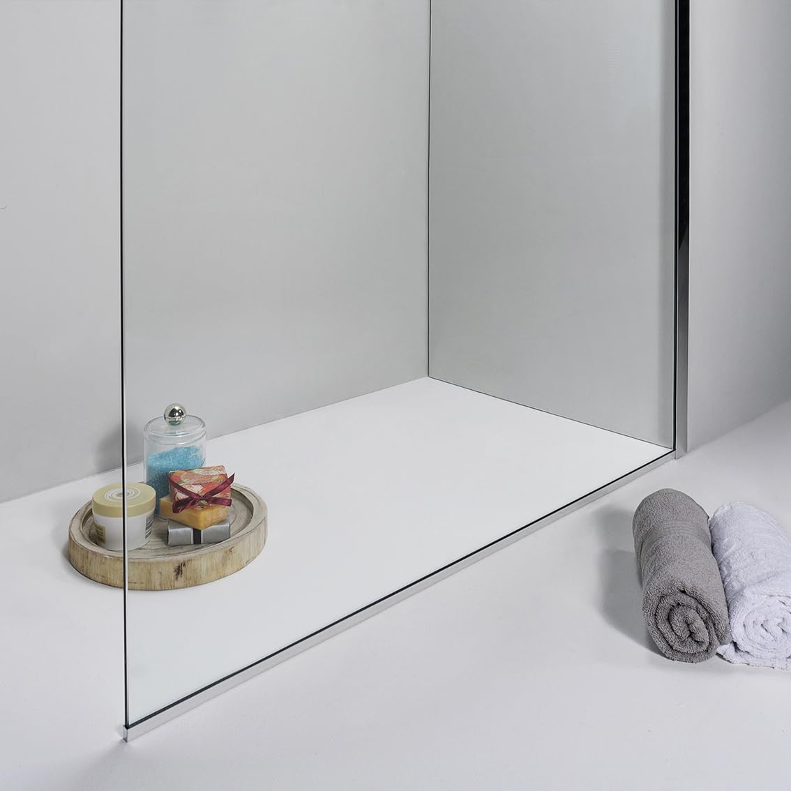 Box Doccia Walk In 100cm - Cabina Doccia in Cristallo Temperato 8mm, Trasparente e Anticalcare con Profilo in Alluminio Cromato ad Installazione Reversibile - Facile da Installare e Pulire