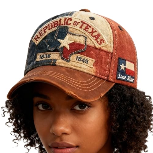Cappello Republic Of Texas - Cappello Vintage Regolabile Da Uomo - Berretto Ricamato Commemorativo Del Texas - Unisex Per Sostenitori Appassionati Turisti Collezionisti Eventi Sportivi All'Aperto