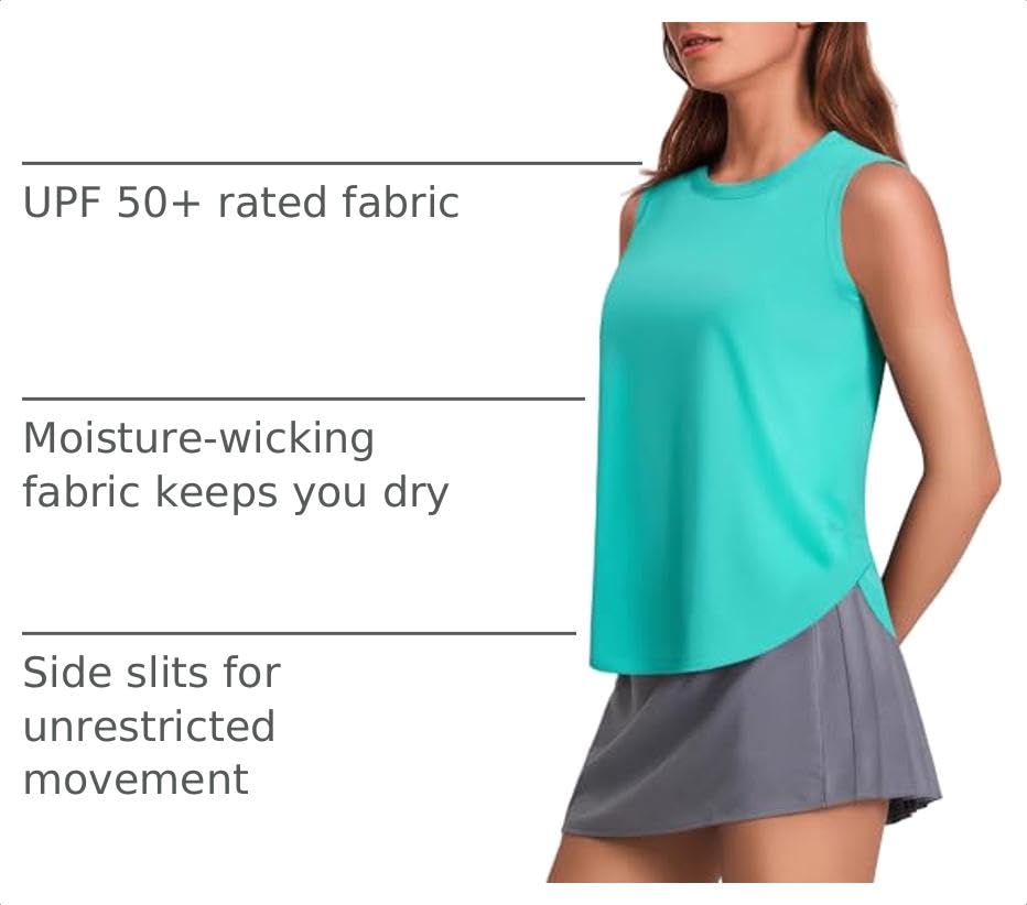 Image of PINSPARK Workout Tank Tops Woman Ice Silk UPF 50+ Athletic Yoga Shirts