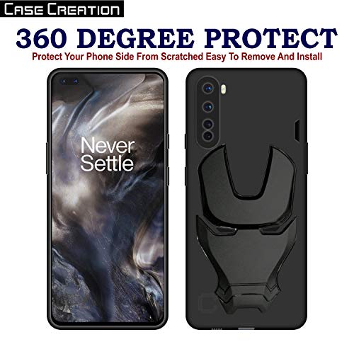 Image of COVERLY Official 3D Touch Feel Trending Real Hero Avenger Logo Mask Soft Rugged Grip Iron Man Super Power Cartoon Movie Silicone Matte Strong Back Cover for Oneplus Nord -Black