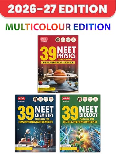 MTG NEET PYQ 39 Years Physics, Chemistry & Biology Book For 2026-...