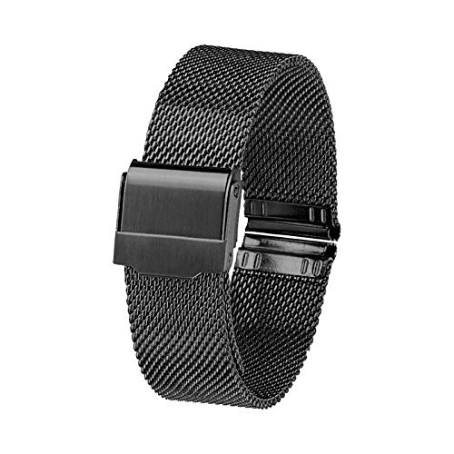 SEURE Stainless Steel Watch Bands Quick Release Universal Mesh Watch Wristband Pins 20mm Black