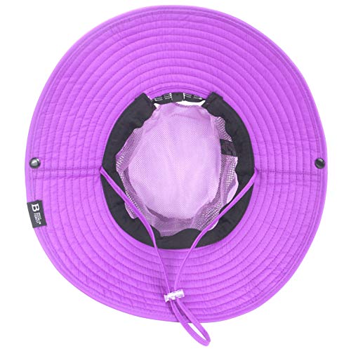 Womens Summer Sun Hat Wide Brim Outdoor Uv Upf50 Protection Hats Foldable Packable Ponytail Bucket Cap For Safari Beach Fishing Gardening Purple #TOP5