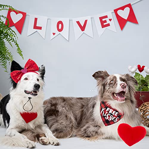 ZEEMIAS-Valentines-Day-Dog-Costume-Set-Red-Cute-Plaid-Dog-Bandana-Bow-Tie-Bling-Dog-Headband-Plush-Heart-Dog-Toy-for-Holiday-Party-Valentines-Day-Accessories