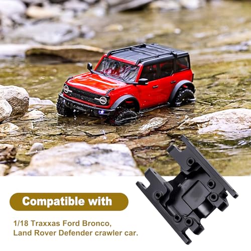 Image of Aluminum Skid Plate Transmission Mount Heavy Duty for TRX4M K10 High Trail F150 Bronco Defender 1 /18 Crawler Car Upgrades (Black Silver)