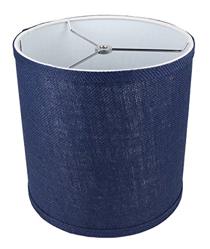 Urbanest Classic Drum Burlap Lampshade, Spider-Fitter, 10 inch Square, Navy Blue
