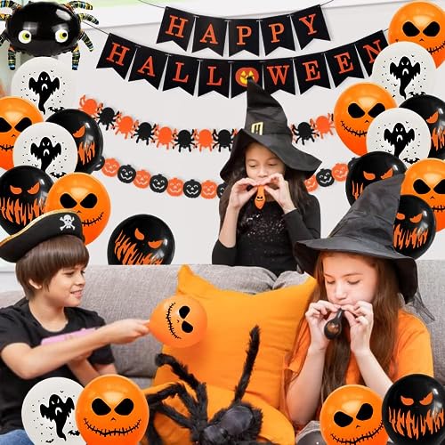 Skefoli PIRATE Halloween Balloon Arch Garland Kit, Halloween Birthday Party Decorations Orange Black White Halloween Balloons Decorations Pumpkin Skeleton Halloween Themed Birthday Party Supplies thumb #6