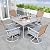 YITAHOME 5-Piece Outdoor Patio Dining Sets, Elegant Wicker Furniture with 4 Swivel Dining Chairs & 2" Umbrella Hole Wood-Grain Table for Garden, Patio, and Balcony