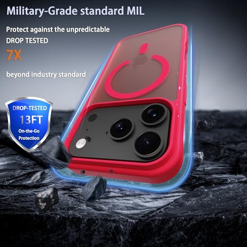 Image of Magnetic for iPhone 17 Pro Phone Case, [Compatible with MagSafe], Screen Protector X1, [Military Grade Drop Protection],Matte Finish,Slim,Shockproof,Protective (Pulm Pink, iPhone 17 Pro)